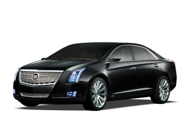 black Cadillac XTS with white background